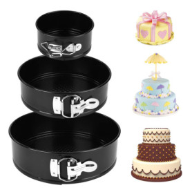 ISIYINER Moule à Gàteau Rond Moule à Charnière Réglable 3 Étages Acier Inoxydable Revêtu Lot de 3 (10,2cm/18cm/22cm)