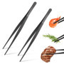 2 PCS Pinces de cuisson inox longues，Pince Cuisine Inox Professionnel，Pince de Chef, pince à barbecue，pour Cuisiner Griller et C