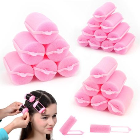 24 Pcs Bigoudis Cheveux Mousse,bigoudis en mousse auto-agrippants，Bigoudis de Coiffure Rouleau Cheveux Bigoudis，pour salon de co