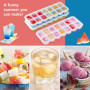 RUNMKUO Lot de 4 bacs à glaçons en silicone avec couvercle,certifié LFGB et sans BPA, Empilable Glaçons Plaque Carré Ice Cube Tr