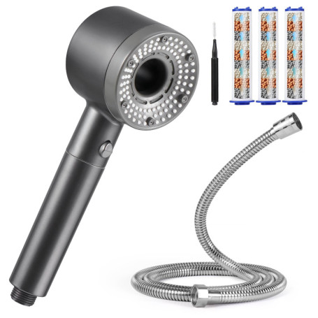 Blendura Pommeau de Duche Haute Pression, Pommeau de Duche Economie Deau avec Tuyau Douche 1.5M, Anti Calcaire Douchette avec Fi