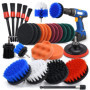 Brosse Perceuse,Brosse Nettoyage Rotative Perceuse Nettoyage Voiture Brosse Visseuse 28PCS pour Voiture, Jantes, Baignoire, Carr