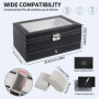 SAMISO Boîte à montres à 2 couches,Coffret à Montres avec couvercle en verre,Rangement pour Montres en Cuir,12 compartiments et 