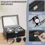 SAMISO Boîte à montres à 2 couches,Coffret à Montres avec couvercle en verre,Rangement pour Montres en Cuir,12 compartiments et 