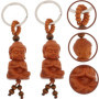 Porte-clés Bouddha,2 pièces Petite Porte-clés Bouddha en Bois Porte-Bonheur Talisman Chakra Yoga Cadeau Figurine,Mini Bouddha Po
