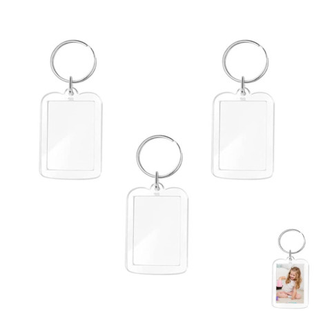 3 Pcs Porte-Clés Photo, Porte-Clé Acrylique Transparent, Personnalisé Porte Clef , Vierge Rectangle , pour Famille, Des couples,
