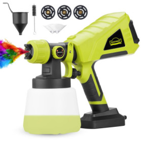 Pistolet à Peinture, DEWINNER Pulvérisation de 550W, Débit réglable à Réservoir de 1000ML Détachable, électrique 3 nozzles Débit