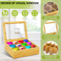 UCAMP Boîte à thé,Conservation du thé Boîte à thé avec Couvercle Fenêtre Transparente,Boîte à thé en Bois avec 12 Compartiments 