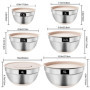 YlYADl Ensemble de Bols Mélangeurs,6 Bols en Acier Inox avec Couvercles,Silicone Bols à Mélangeren,Bols Saladier en Acier Inoxyd