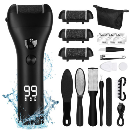 UCAMP Râpe Ponceuse Pieds Electrique,Kit de Pédicure Professionnel Anti-callosités,Râpe à Pieds Étanche Portable pour Peau Morte