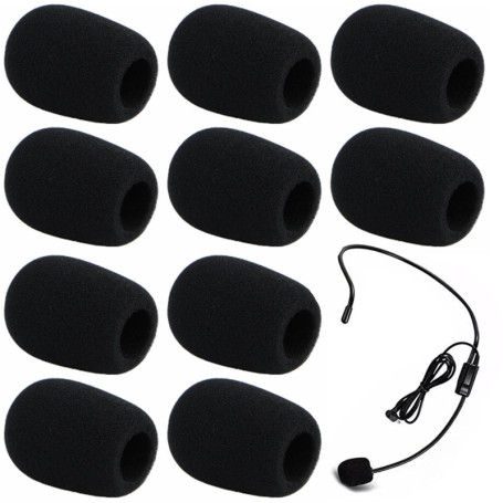 10 Pcs Bonnette Micro,Mousse Micro,Mousse Micro Casque,Mini Microphone Casque Pare-brise Mousse,Pour La Salle De Classe,Intervie