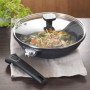 Home Icon Poêle Wok Induction en Aluminium avec Couvercle - Wok Antiadhésive avec Poignée Amovible Compatible avec Tous Les Feux