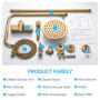 AIMOYO Colonne de Douche Laiton Antique Ensemble de Douche Monocommande, Système de Douche Rétro Doré, Mitigeur Douche Colonne H