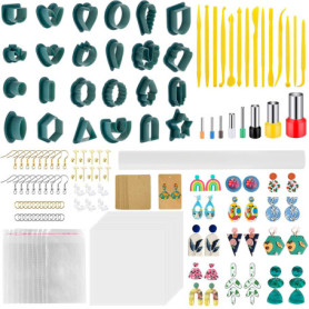 Teklemon Lot de 207 Emporte-Pièces en Argile Polymère pour Boucles d'Oreilles, 24 Formes Cutters de Argile Polymère avec Cartes,
