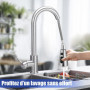 Robinet mélangeur de cuisine,bec pivotant à levier unique à haute arche avec douchette extractible,robinet en acier inoxydable p