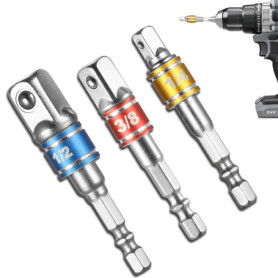 WYRGQIQN Adaptateur Hexagonal Vers 1/4", 1/2", 3/8" 3 PièCes Adaptateur à Six Pans Creux Adaptateur De Douille Clé à Douille Jeu