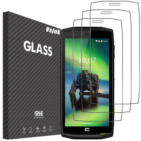Vsjnk Verre trempé pour Crosscall Action X5 Film protection ecran, 3 Pièces protector HD Vitre 9H Dureté Glass Sans Bulles Anti-