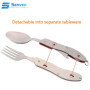 Senven 4 en 1 vaisselle de camping matériel de camping mis en acier inoxydable fourchette cuillère ensemble ouvre-bouteille camp