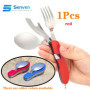 Senven 4 en 1 vaisselle de camping matériel de camping mis en acier inoxydable fourchette cuillère ensemble ouvre-bouteille camp