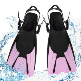 mizikuu Palmes Courtes Réglables, Palmes de plongée avec Sac à Palmes à Suspendre TPR Antidérapant Talon Ouvert Palmes Natation 