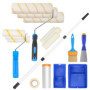 Zezirdas Kit Peinture mur et Plafond, Kit de Rouleau à Peinture avec Manche Télescopique, Ruban de Masquage,Bac à Peinture, Manc