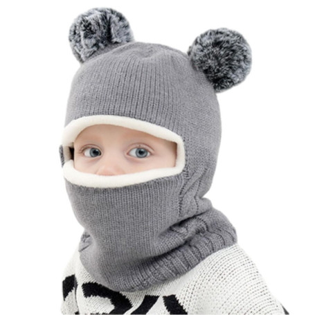 Udbrud Cagoule Bébé, Enfant d'hiver Cercle Echarpe Ensemble Enfant Double Pompon Cagoule Balaclava Bonnet Chaud écharpe Ensemble