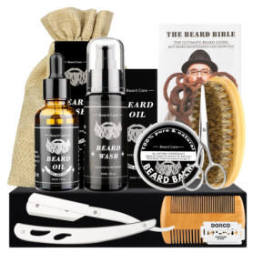 MXTIMWAN | Kit Soins Barbe pour Hommes - Kit Barbe Hommes 10 PC - Kit Entretien Barbe Homme pour l'Entretien et le Soin de Barbe