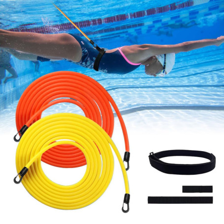 mizikuu 2 pièces Résistance Elastique de Nage Piscine, 4M Ceinture Nage Piscine pour Adultes Enfants Réglable Entraînement Ceint