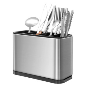 Zaxiva Range Couverts 4 Compartiments Rangement Cuisine, Porte Ustensiles Organiseurs, Range-couverts Anti-dérapant en acier ino