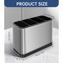 Zaxiva Range Couverts 4 Compartiments Rangement Cuisine, Porte Ustensiles Organiseurs, Range-couverts Anti-dérapant en acier ino