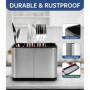Zaxiva Range Couverts 4 Compartiments Rangement Cuisine, Porte Ustensiles Organiseurs, Range-couverts Anti-dérapant en acier ino