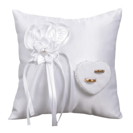 YUNCHONGuk Coussin pour alliances de mariage - En forme de cœur - Coussin pour alliances - Blanc - 20 x 20 cm