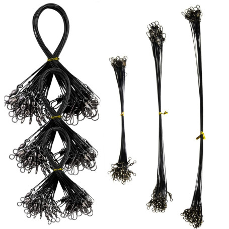 GIAK Bas de Ligne Acier en Acier Pêche Ligne Brochet 72 PCS Bas de Ligne Carnassier 3 Tailles de 15/20/25 cm Fil de Pêche avec S