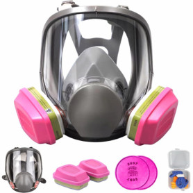 goambuy 60926 Masque à gaz avec filtre, masque anti-poussière, protection respiratoire, cartouches filtrantes, masque complet ré