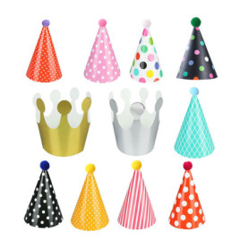 11 pcs chapeaux de fête d'anniversaire,chapeaux coniques pour fête d'anniversaire,Couronne Anniversaire,Party Cône Chapeaux Chap
