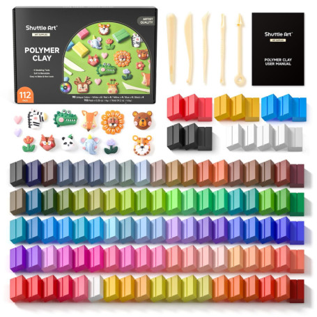 Shuttle Art 112 PCS Kit Pâte Polymère Petits Blocs, 95 Couleurs Uniques & Plus de Couleurs Courantes de Polymere Clay, 5 Outils 