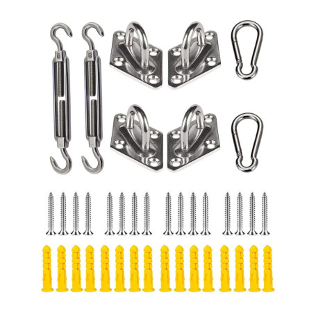 Kit de matériel de voile d'ombrage en acier inoxydable 304 pour installer des voiles rectangulaires et triangulaires pour jardin