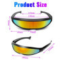 THATSRAD 4 PCS Lunettes de Soleil Futuristes Colorées 14 * 4cm Lunettes de Soleil Alien Lunettes de Soleil Miroir Futuristes Lun