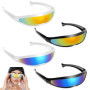 THATSRAD 4 PCS Lunettes de Soleil Futuristes Colorées 14 * 4cm Lunettes de Soleil Alien Lunettes de Soleil Miroir Futuristes Lun