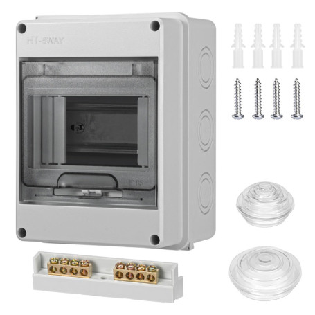 MumdoYAL coffret Electrique Etanche，IP65 avec 1 rangée de 5 modules，tableau electrique，boitier etanche electrique exterieur，pour