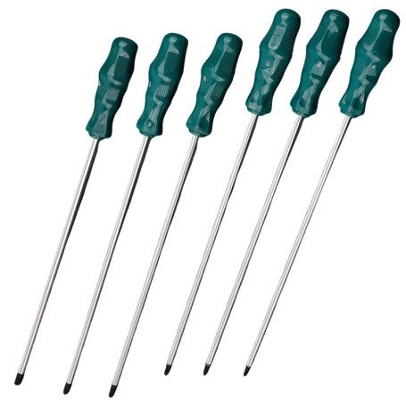 LEKEFETO Lot de 6 tournevis Torx extra longs (300 mm) en acier S2 avec pointe magnétique et poignées antidérapantes pour artisan