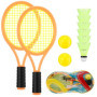 Raquette de Tennis pour Enfants, 2 en 1 Ensemble Raquette de Badminton avec 2 Balles de Tennis et 6 Badminton, Portable Jouets S