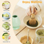 LWMTT 4 Pièces Fouet Matcha Kit, Matcha Kit, Fouet Matcha Bambou 80 Dents, Cuillère Traditionnelle, Support Fouet pour Matcha, K