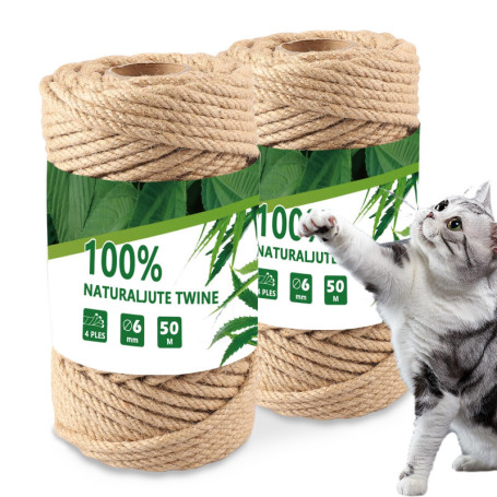 Zosenyer Corde Arbre à Chat, Corde de Jute 6mm, Approprié pour Faire Le Tissu d'arbre de Chat, Corde D'épée d'arbre de Chat pour