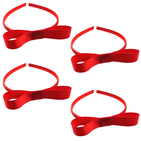 4 Bandeaux à Nœuds Rouges, Bandeaux Vintage pour Filles, Bandeau en Ruban, Accessoires pour Cheveux avec Nœud, Serre-Tête à Nœud