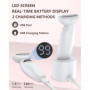 Rasoir Electrique Femme,3-In-1 Tondeuse Femme Intime,Epilateur Visage Femme avec Affichage LED de Batterie,Sec et Humide IPX7,po
