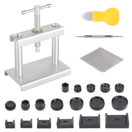 VMUTGA Presse de Boîtier Montre, Outil de Réparation de Montre avec 18 matrices, Presseur de Boîtier De Montre pour La Fermeture