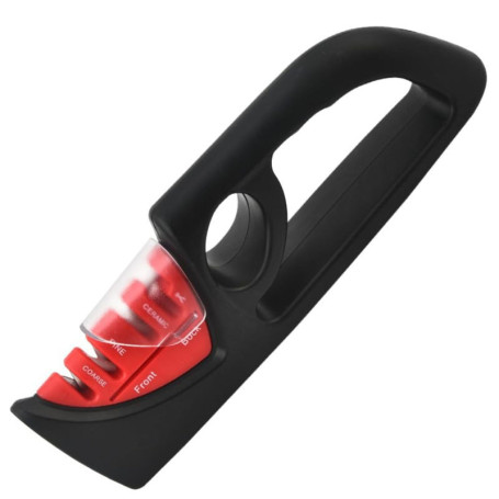 4 en 1 Aiguiseur de Couteaux Manuel - Affûteur Professionnel pour Couteaux de Cuisine, Ciseaux, Pierre Céramique, Carbure de Tun