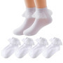ChAusa 4 Paires Chaussettes à Volants Chaussette Bébé Fille en Dentelle,Chaussette Fillette pour Ballerine,Chaussettes Princesse