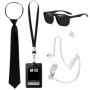 SEFIRST 5 Pcs MIB Agent Costume Accessoires, Men in Black Deguisement, Ensemble de Costumes de Services Secrets Accessoires, Cos